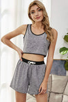 Heathered Contrast Trim Lounge Set Gray Dawn Loungewear Sets - Tophatter Daily Deals