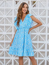 Ruffled Ditsy Floral Surplice Mini Dress Casual Dresses - Tophatter Daily Deals