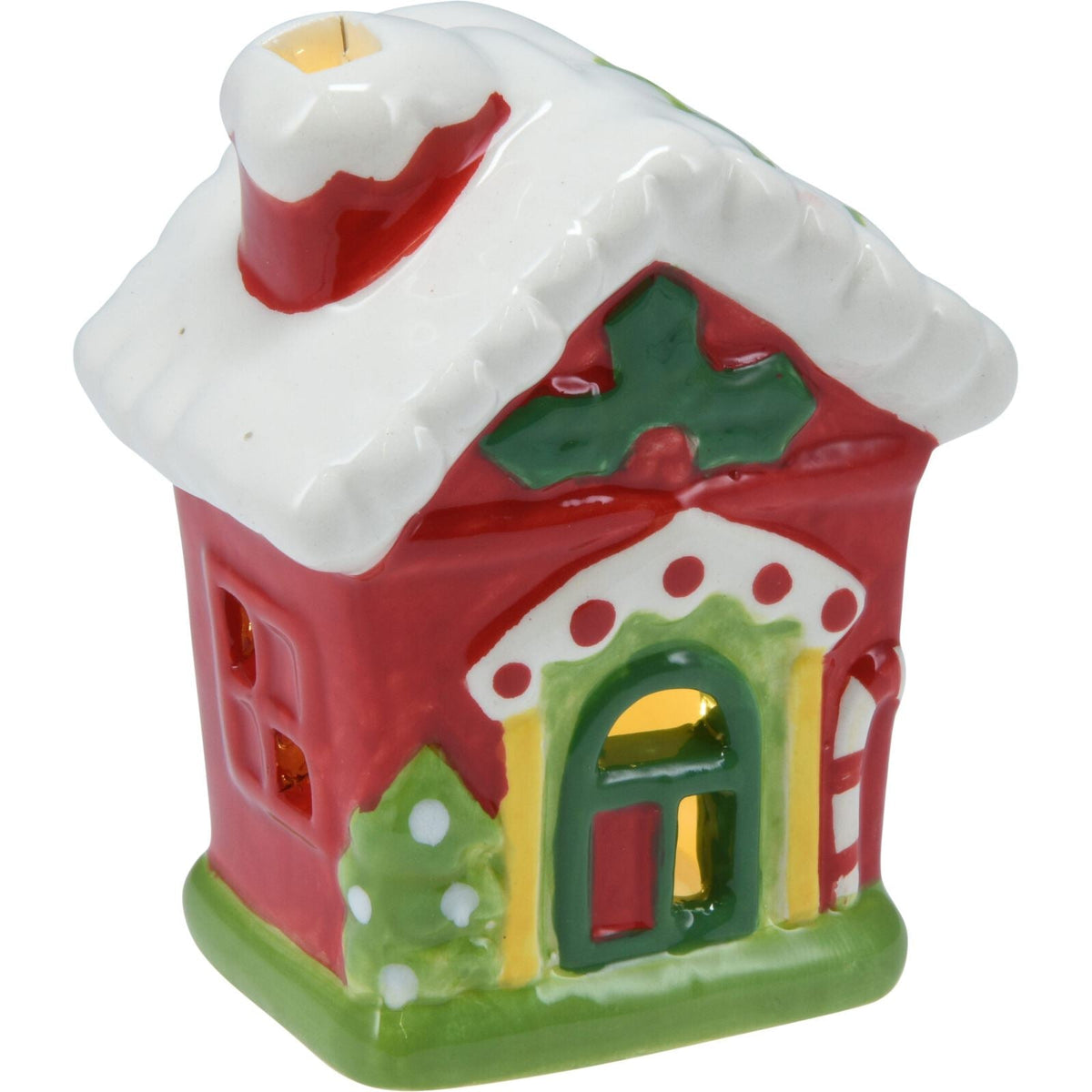 Ceramic LED Christmas House | Light Up House Christmas Village Ornament - 11cm LED Light - Tophatter Daily Deals