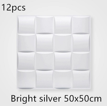 3D solid background wall panel Bright silverA12pc 50X50 0 - Tophatter Daily Deals