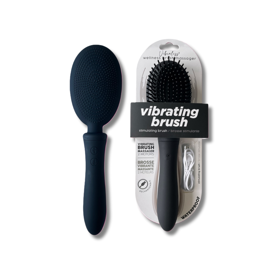 Vibraliss Luxury Vibrating Hairbrush with Dual Motors Black > Essentials > Bath & Body - Tophatter Daily Deals