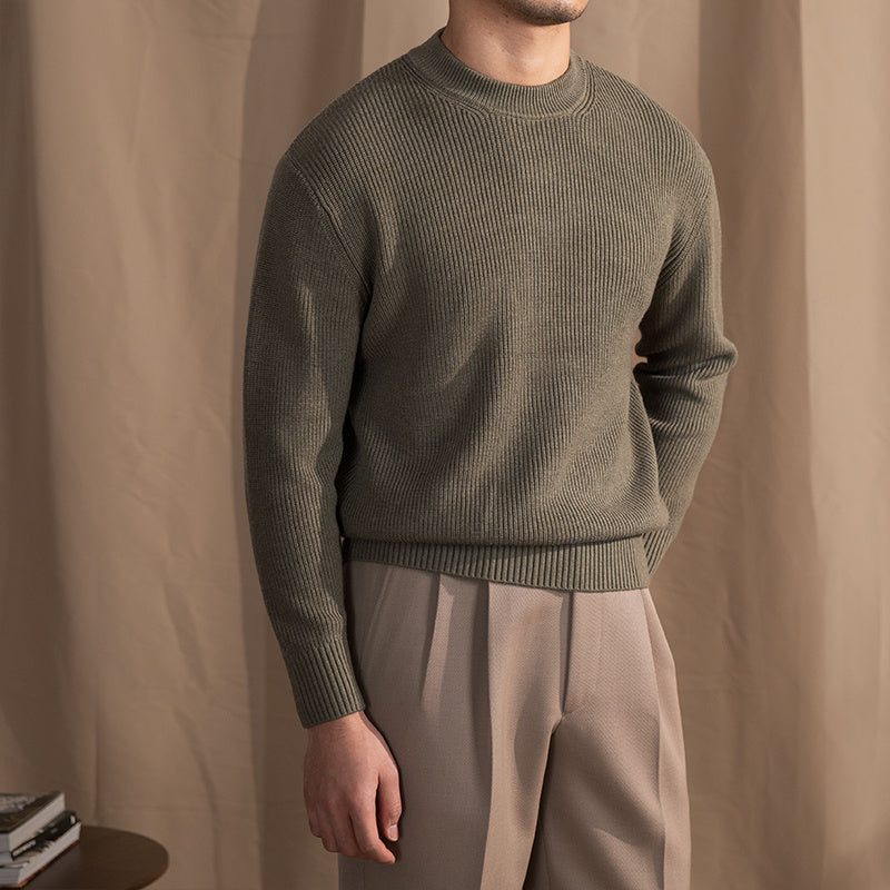 Warm Classic Men's Crewneck Sweater - Wide Rib Wool Blend Avocado green 3D Changing Face Moving Picture Frame - Tophatter Daily Deals
