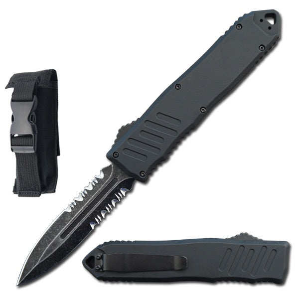 9" Black Havoc OTF Automatic Knife Stonewash Dagger Blade - TOPHATTER'S ARMORY DEALS Collectible Weapons - Tophatter Daily Deals