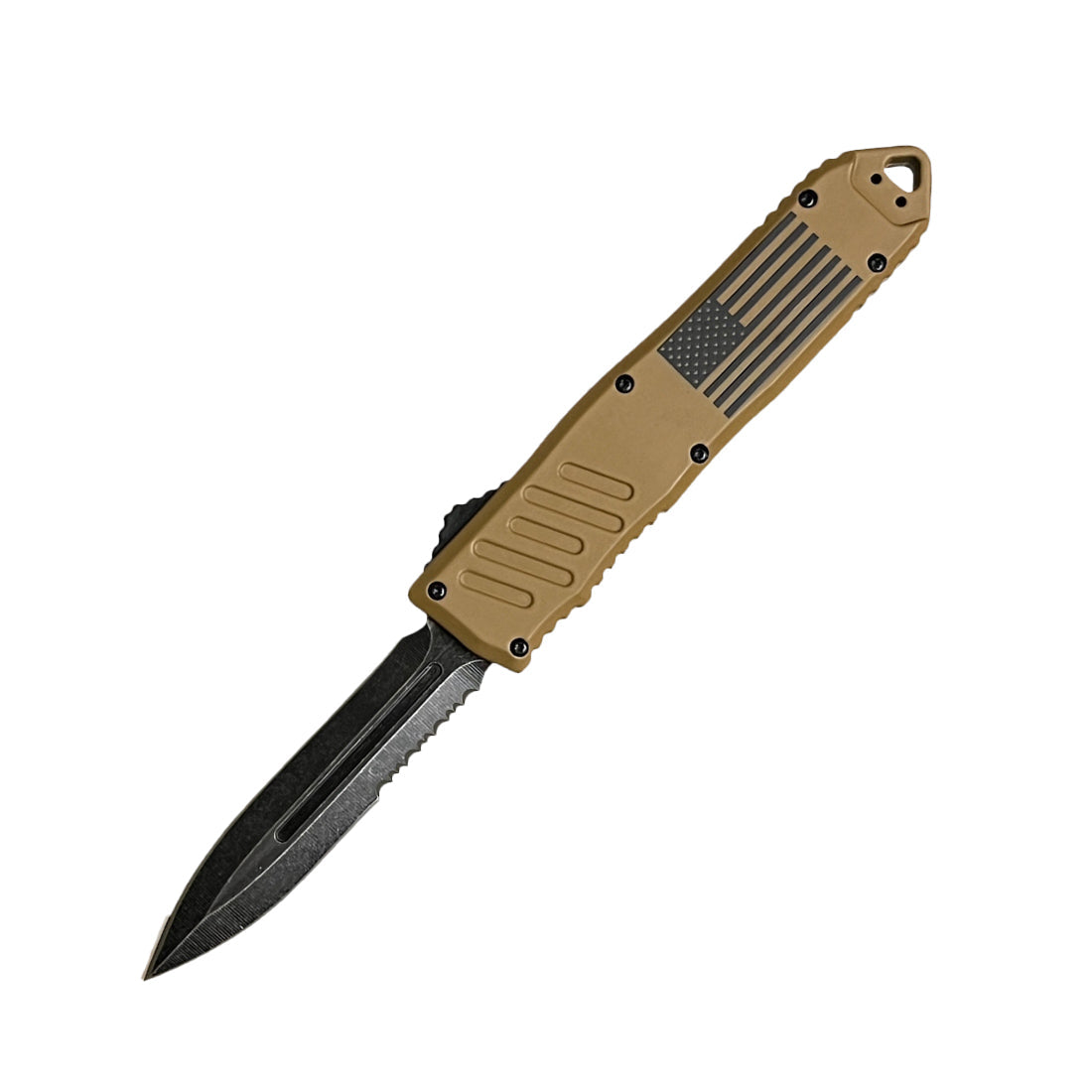 5.5" Automatic OTF Knife w/ Half Serrated Dagger Blade - Tophatter Daily Deals