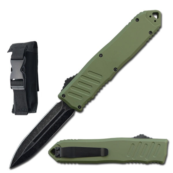 9" Army Green Havoc OTF Automatic Knife Stonewash Dagger Blade - TOPHATTER'S ARMORY DEALS Collectible Weapons - Tophatter Daily Deals