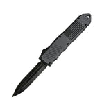 5.5" Automatic OTF Knife w/ Half Serrated Dagger Blade Gray - Tophatter Daily Deals