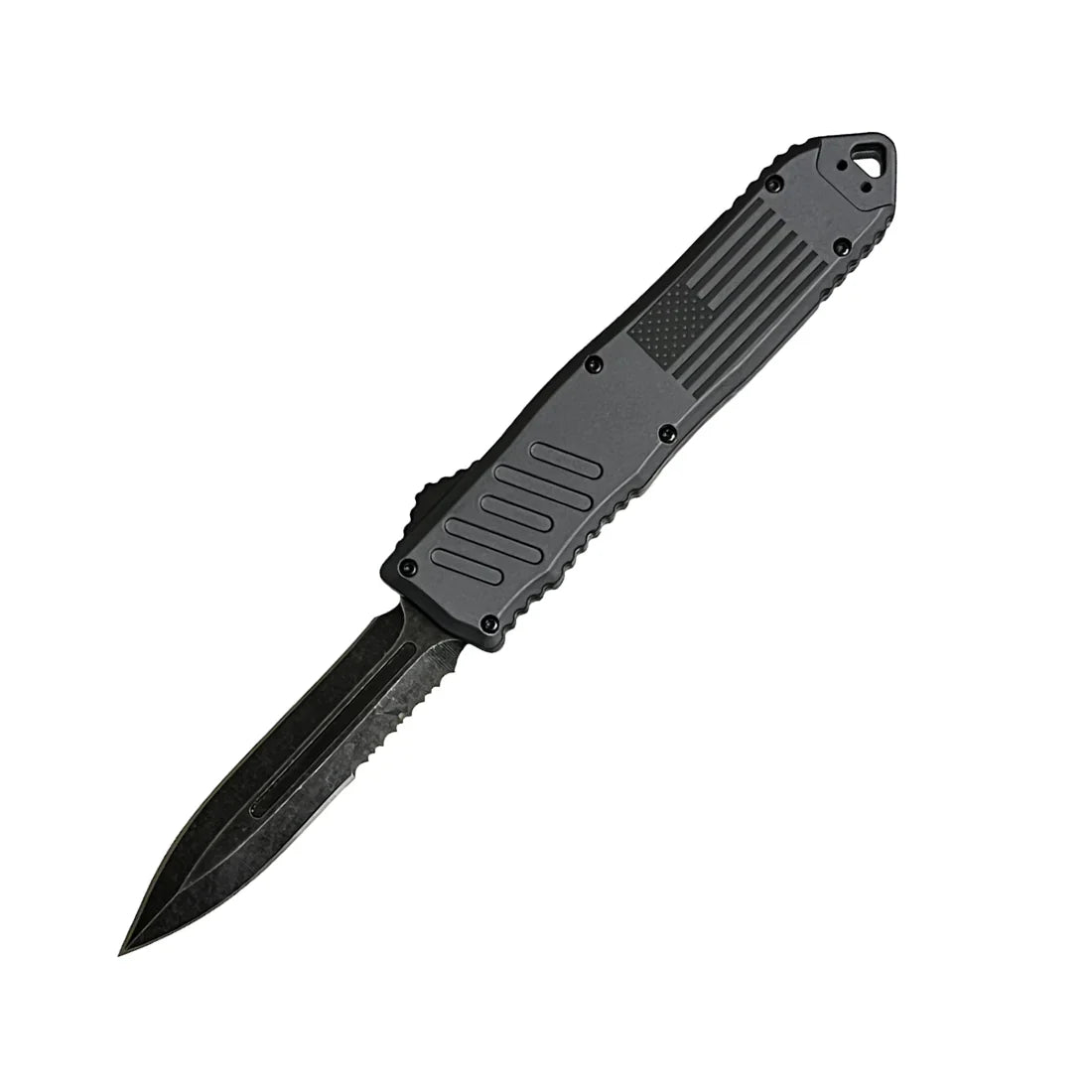 5.5" Automatic OTF Knife w/ Half Serrated Dagger Blade - Tophatter Daily Deals
