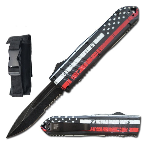 9" American Flag OTF Dual Action Automatic Knife - TOPHATTER'S ARMORY DEALS Collectible Weapons - Tophatter Daily Deals
