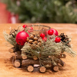 Handcrafted Christmas Tealight Candle Holder ~ Xmas Table Centrepiece Candle Holder - Tophatter Daily Deals