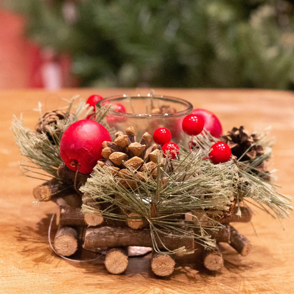 Handcrafted Christmas Tealight Candle Holder ~ Xmas Table Centrepiece Candle Holder - Tophatter Daily Deals