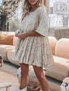 Full Size Sequin Round Neck Half Sleeve Mini Dress Casual Dresses - Tophatter Daily Deals