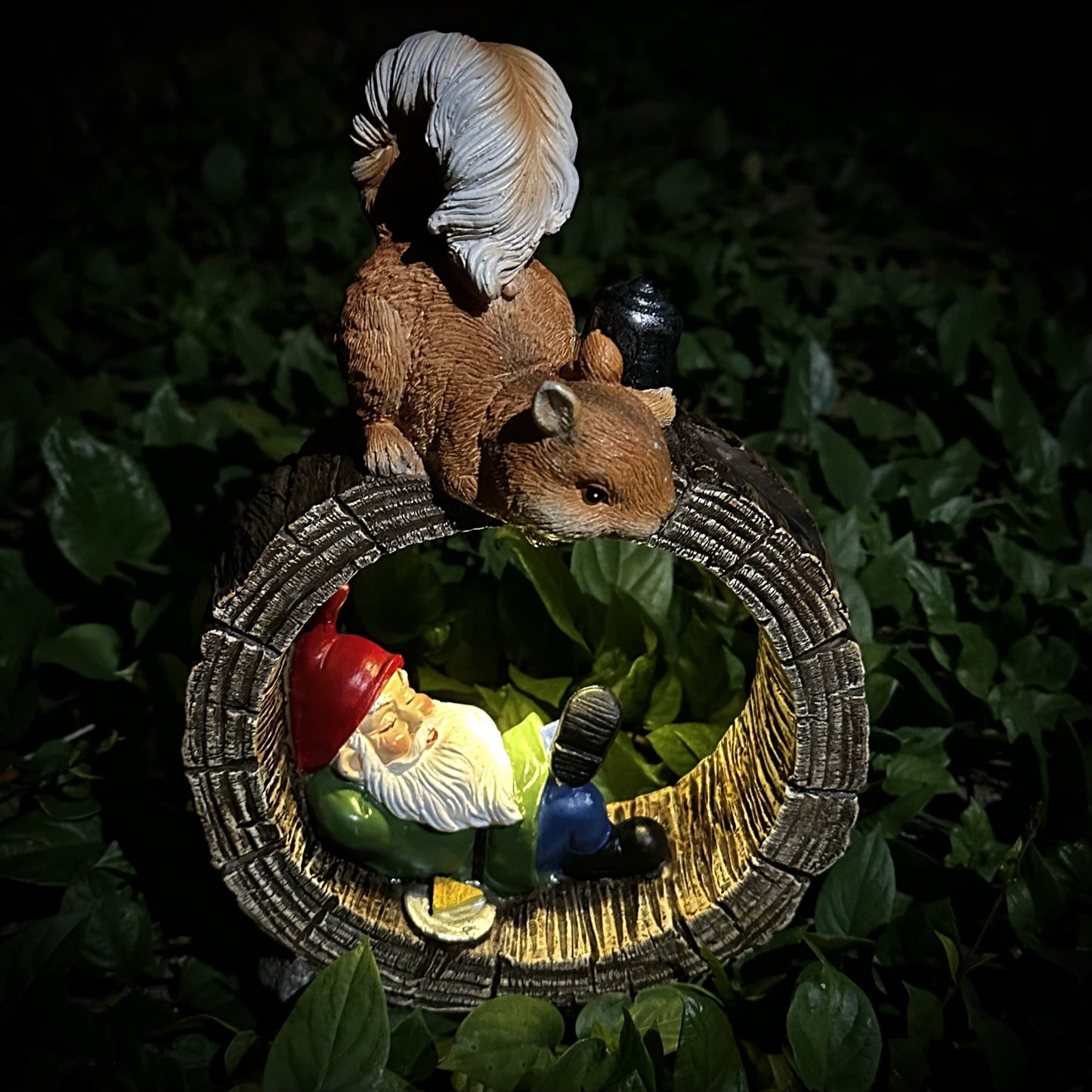 Solar Squirrel Elf Garden Statue Light with Wireless Charging Lawn Ornaments & Garden Sculptures - Tophatter Daily Deals
