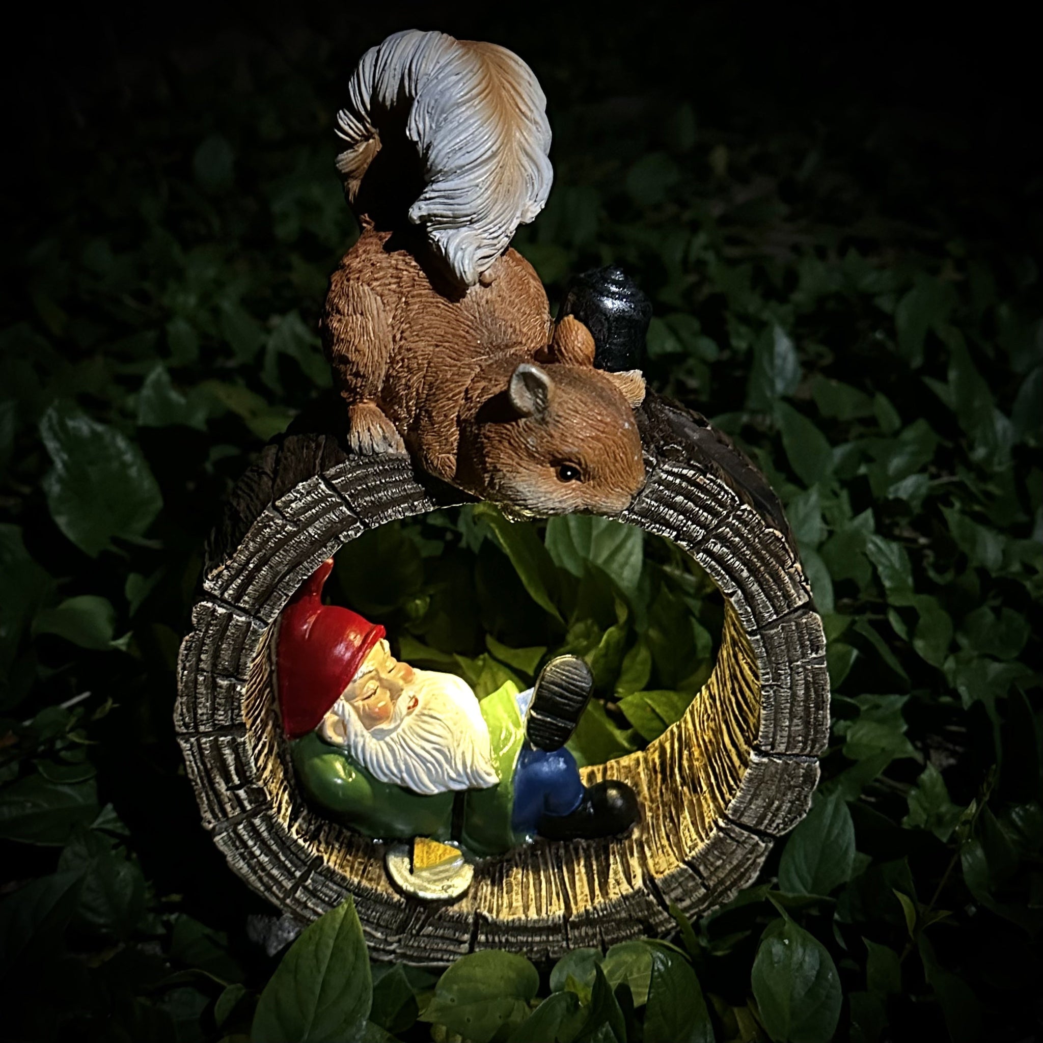 Solar Squirrel Elf Garden Statue Light with Wireless Charging Lawn Ornaments & Garden Sculptures - Tophatter Daily Deals