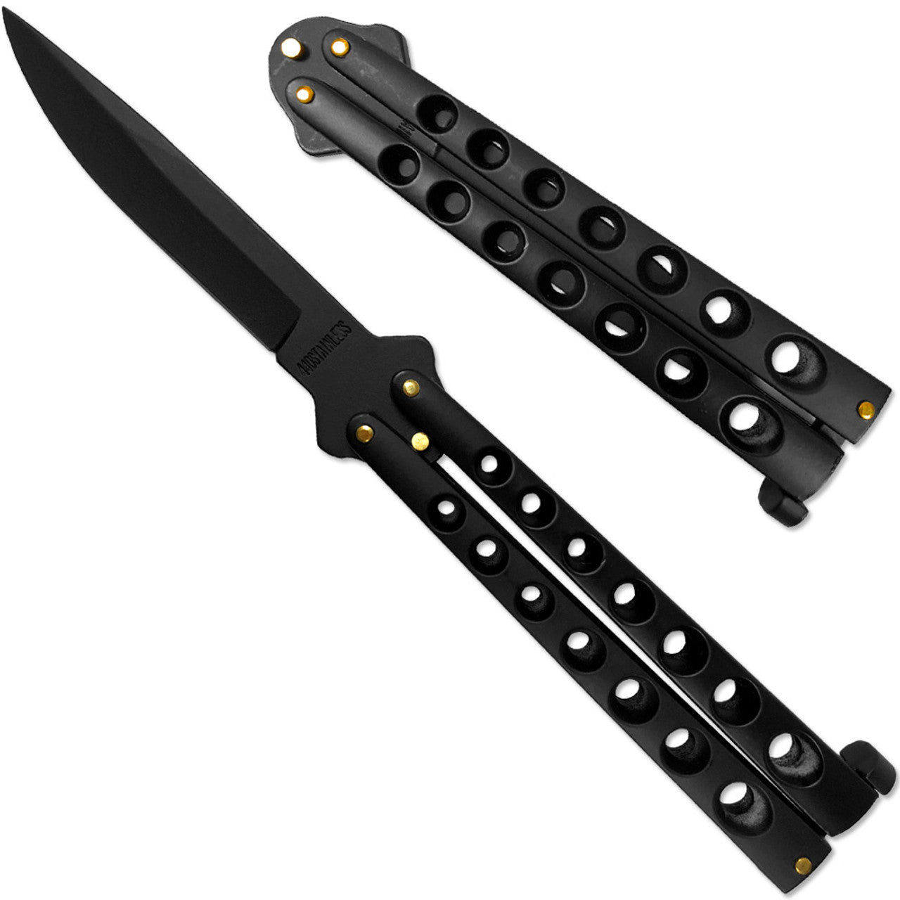 5.25" Closed Length Helix Butterfly Balisong Knife - Black - Tophatter's Guns'N'Weapons Store - FREE SHIPPING Collectible Weapons - Tophatter Daily Deals