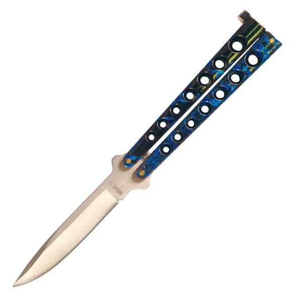 5.25" Closed Length Helix Butterfly Balisong Knife - Blue - Tophatter's Guns'N'Weapons Store - FREE SHIPPING Collectible Weapons - Tophatter Daily Deals