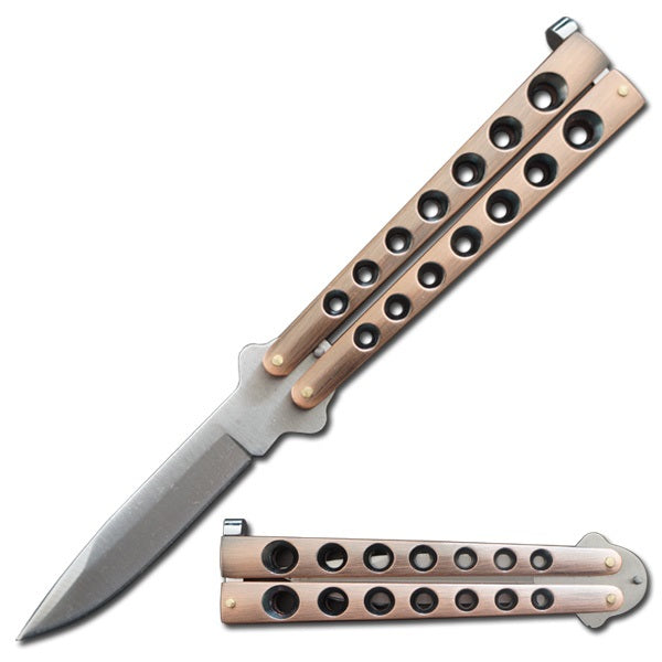 5.25" Closed Length Helix Butterfly Balisong Knife - Copper - Tophatter's Guns'N'Weapons Store - FREE SHIPPING Collectible Weapons - Tophatter Daily Deals