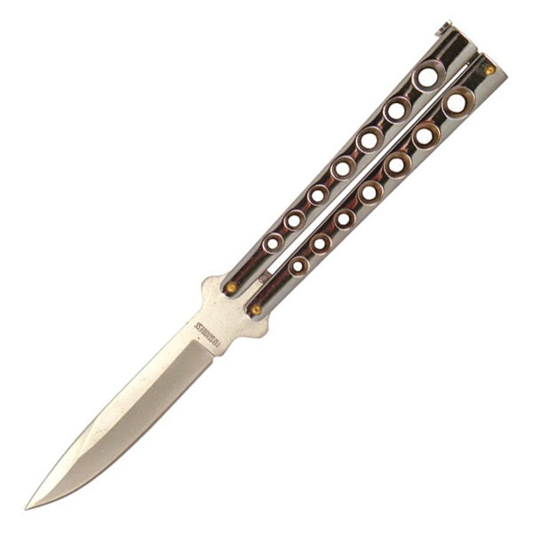 5.25" Closed Length Helix Butterfly Balisong Knife - Silver Collectible Weapons - Tophatter Daily Deals