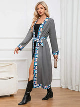 Floral Tie Front Long Sleeve Robe Sleep Dresses - Tophatter Daily Deals