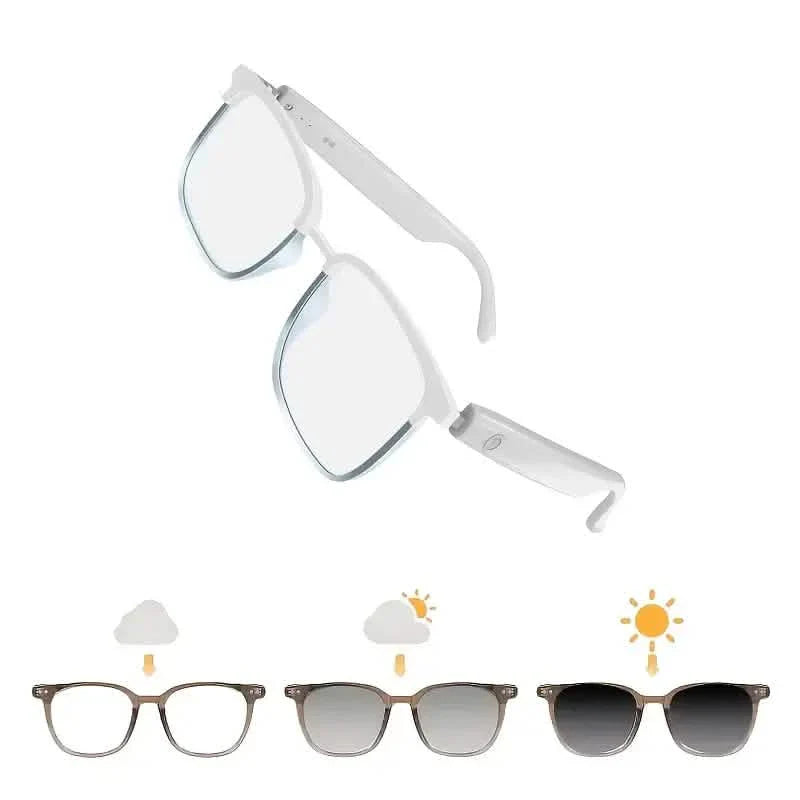 2025 Wireless Smart Glasses – Auto-Dimming, Touch Control, Hands-Free Audio White Electronics - Tophatter Daily Deals