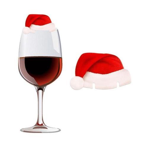 10PcsLot Paper Red Christmas Hat Wine Champagne Tipple Cup Card Christmas Party Table Decor DIY Decorations For Home 0 - Tophatter Daily Deals