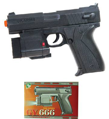 Black Spring Action Airsoft Gun & Laser and Flash Light - TOPHATTER'S ARMORY DEALS Collectible Weapons - Tophatter Daily Deals