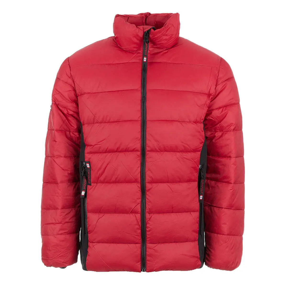 Canada Weather Gear Men's Mix Media Puffer Inferno Red Black Puffer - Tophatter Daily Deals