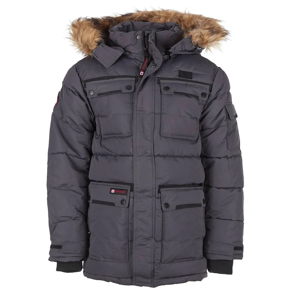 Canada Weather Gear Men's Snorkel Parka Puffer Jacket Charcoal Puffer - Tophatter Daily Deals