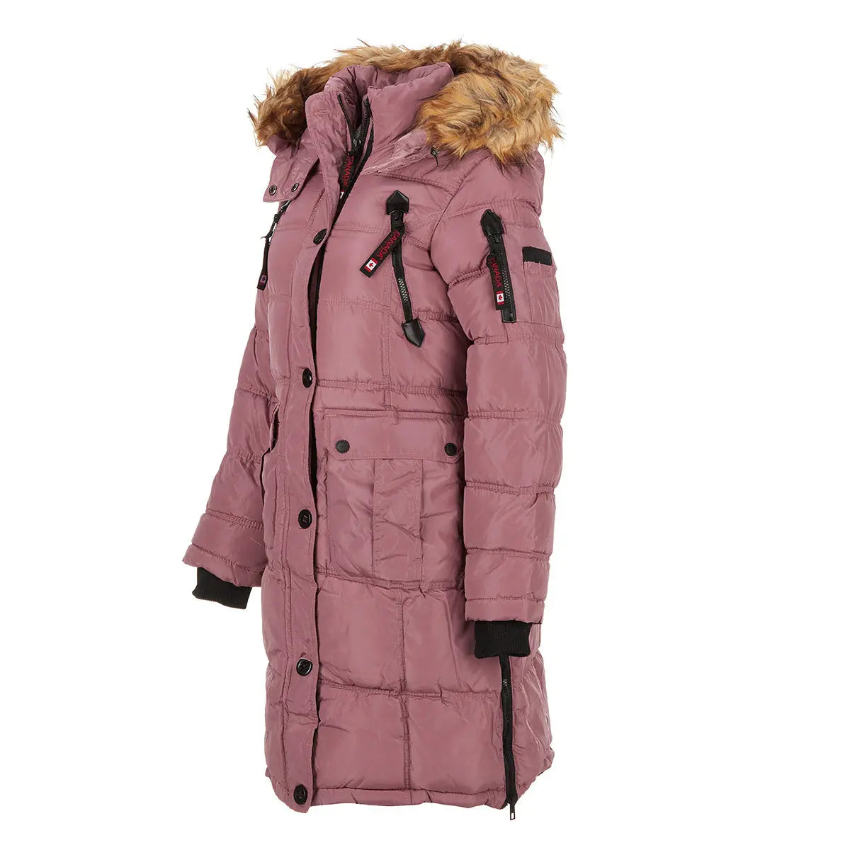 Canada Weather Gear Women's Long Puffer with Faux Fur and Sherpa Lined Hood Puffer - Tophatter Daily Deals