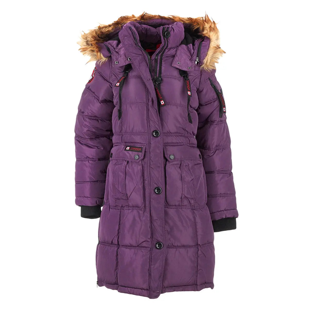 Canada Weather Gear Women's Long Puffer with Faux Fur and Sherpa Lined Hood Blackberry Natural Puffer - Tophatter Daily Deals