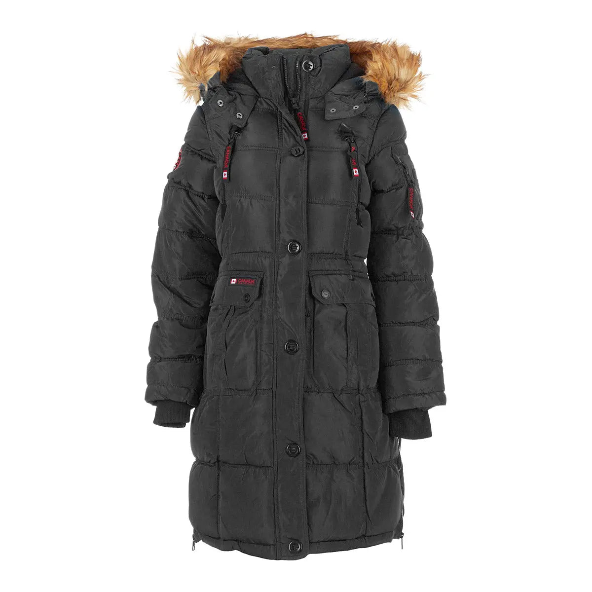 Canada Weather Gear Women's Long Puffer with Faux Fur and Sherpa Lined Hood Black Natural Puffer - Tophatter Daily Deals