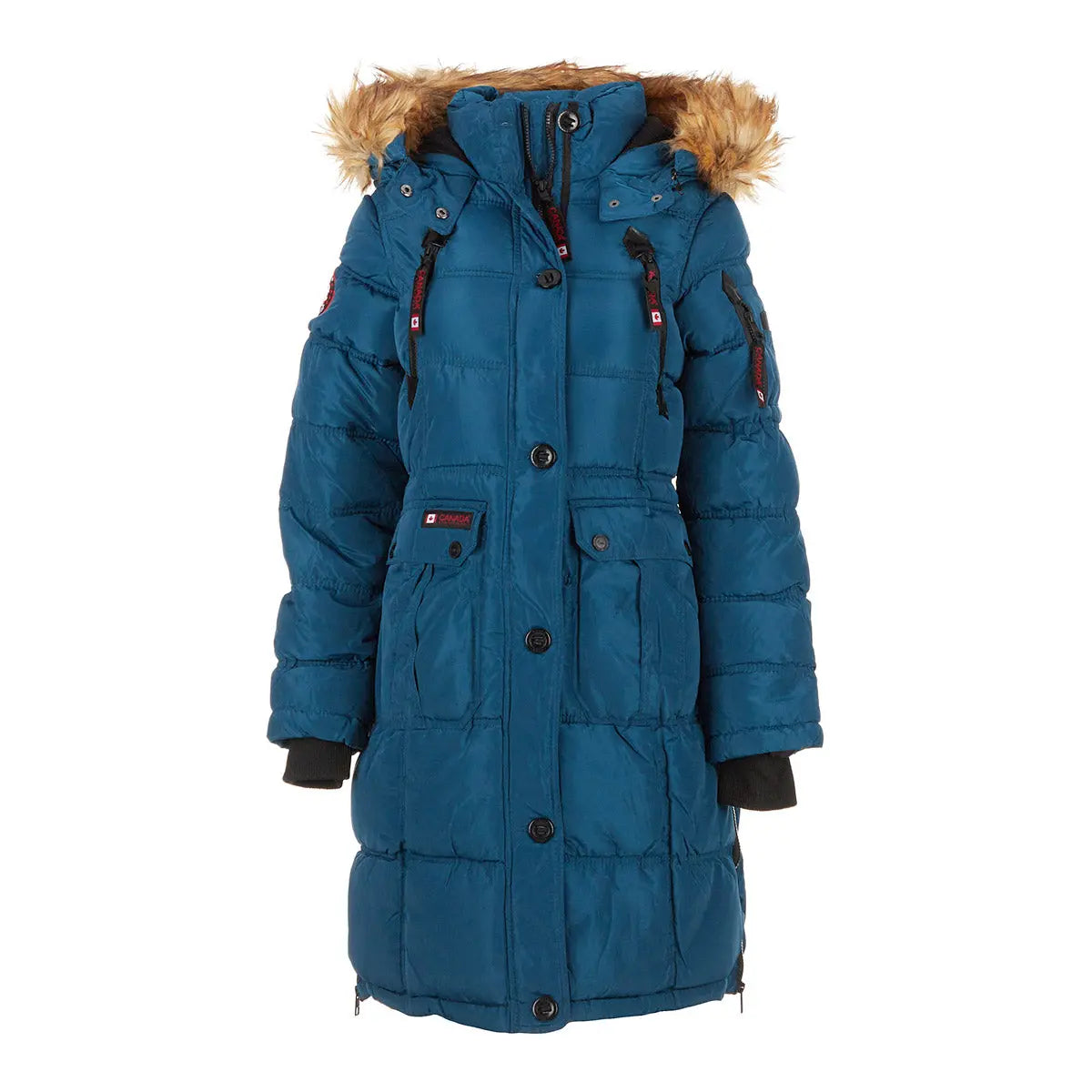 Canada Weather Gear Women's Long Puffer with Faux Fur and Sherpa Lined Hood Peacock Natural Puffer - Tophatter Daily Deals