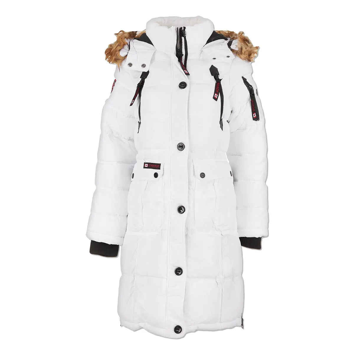 Canada Weather Gear Women's Long Puffer with Faux Fur and Sherpa Lined Hood White Natural Puffer - Tophatter Daily Deals