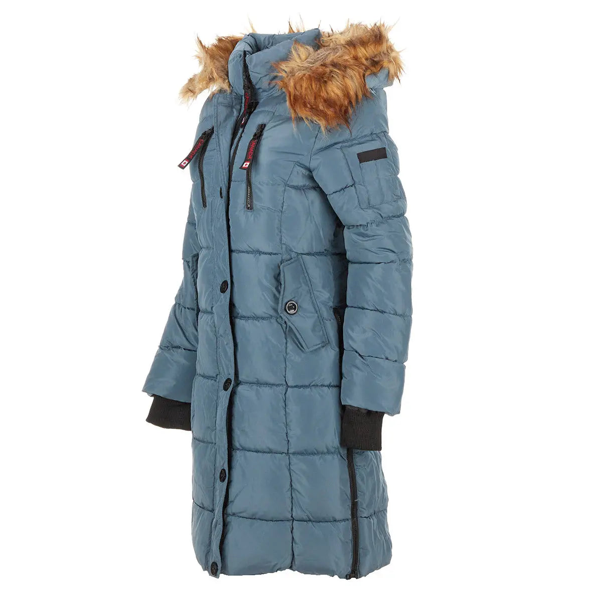 Canada Weather Gear Women's Long Puffer with Faux Fur Trim Hood Puffer - Tophatter Daily Deals