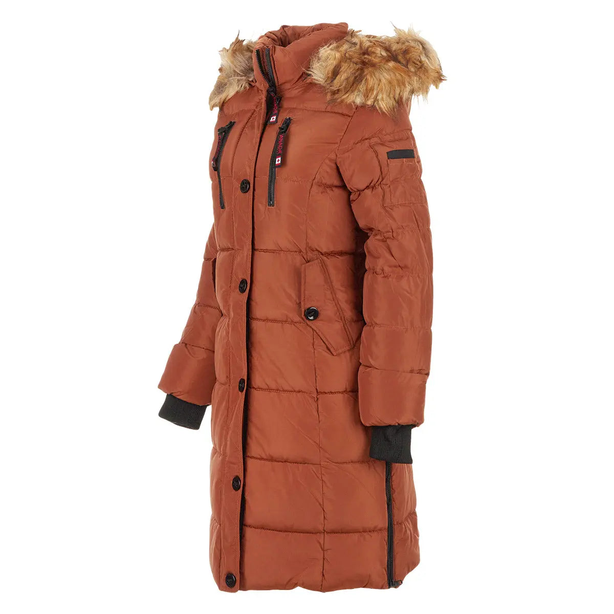 Canada Weather Gear Women's Long Puffer with Faux Fur Trim Hood Puffer - Tophatter Daily Deals