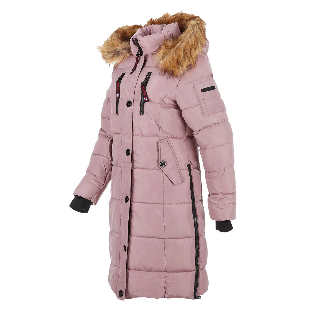 Canada Weather Gear Women's Long Puffer with Faux Fur Trim Hood Puffer - Tophatter Daily Deals