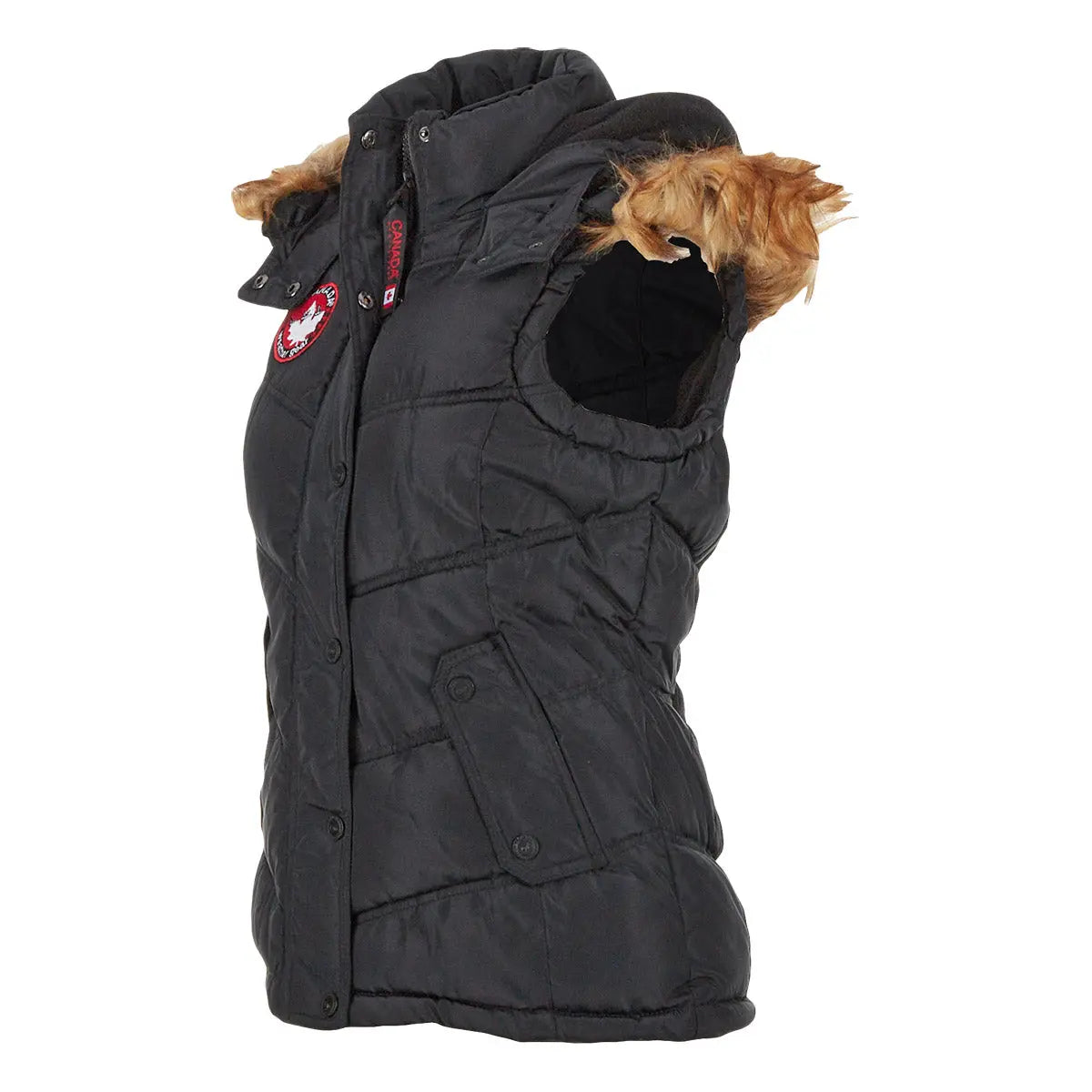 Canada Weather Gear Women's Puffer Vest with Faux Fur Trim Hood Vests - Tophatter Daily Deals