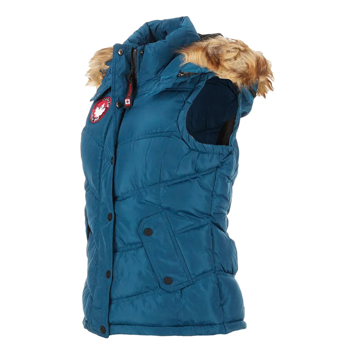 Canada Weather Gear Women's Puffer Vest with Faux Fur Trim Hood Vests - Tophatter Daily Deals