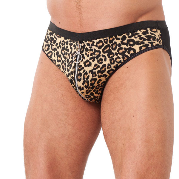 Rimba Animal Print Briefs with Zipper – Men's Nylon Briefs > Clothes > Mens Briefs - Tophatter Daily Deals