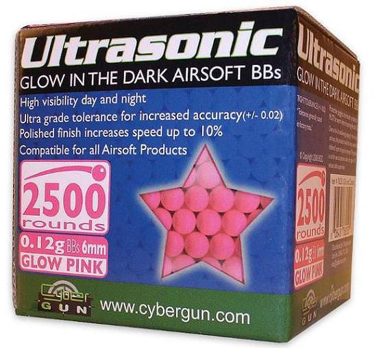 Ultrasonic Glow In The Dark Pink 6mm BBs 2500 Count Collectible Weapons - Tophatter Daily Deals