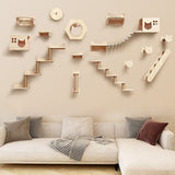 Pet Cat Climbing Frame Wall Type Solid Wood Wall Hanging Platform Ladder Pets Accessories Pet Supplies - Tophatter Daily Deals