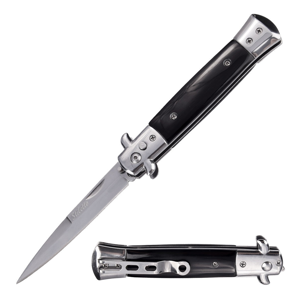 5" Closed Classic Stiletto Automatic SwitchBlade Knife - Tophatter's Guns'N'Weapons Store Collectible Weapons - Tophatter Daily Deals