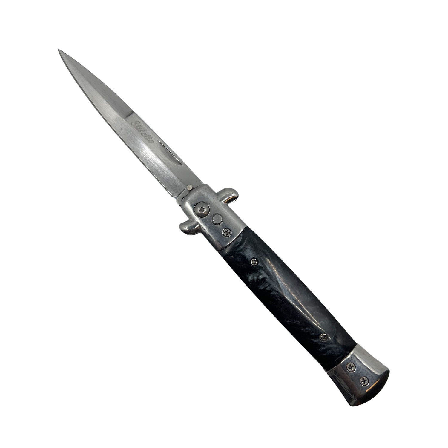 9” Automatic Out-The-Side Knife Black Marble - Tophatter Daily Deals