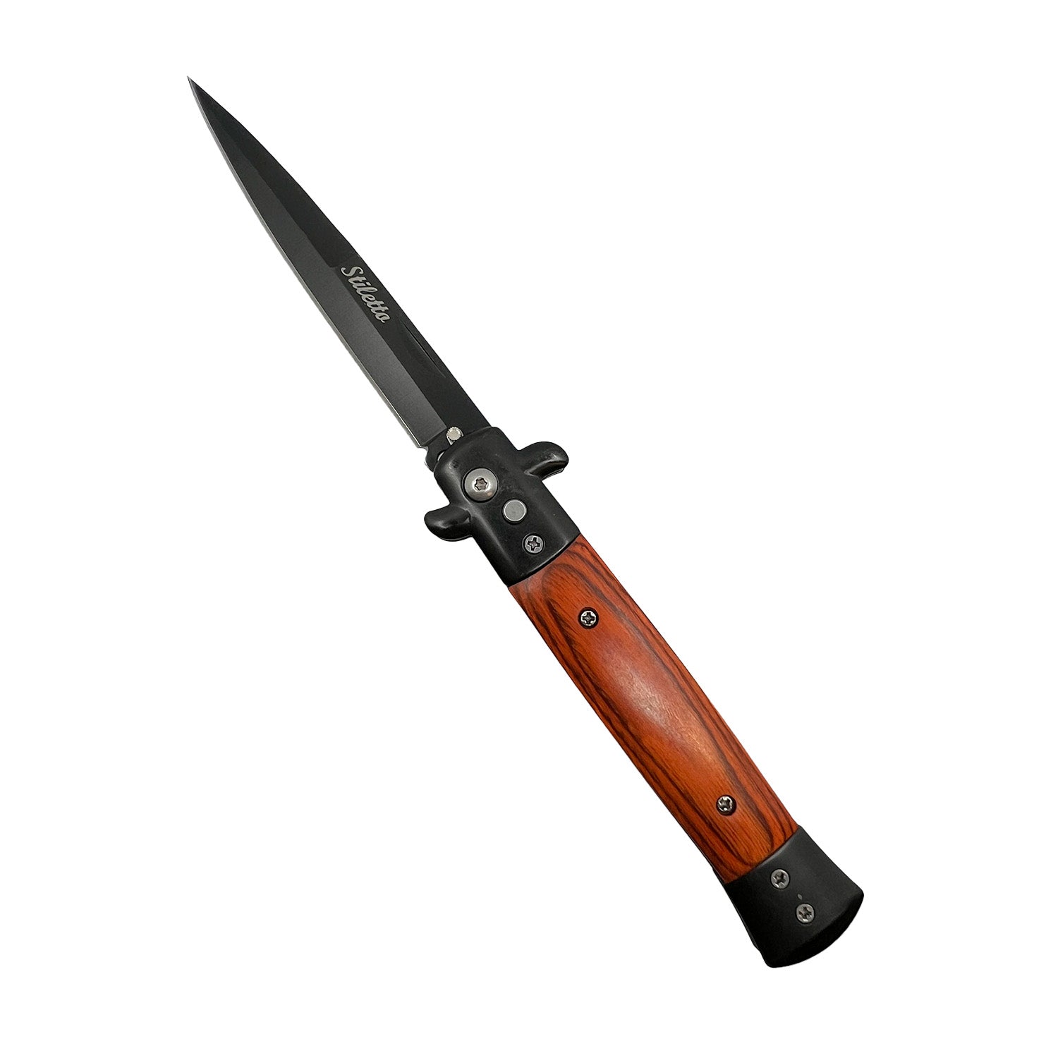 9” Automatic Out-The-Side Knife Wood - Tophatter Daily Deals