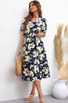 Floral Collared Neck Tiered Midi Dress Floral Casual Dresses - Tophatter Daily Deals