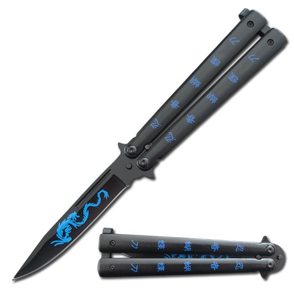 Blue Dragon Balisong Butterfly Knife - Tophatter's Guns'N'Weapons Store Collectible Weapons - Tophatter Daily Deals