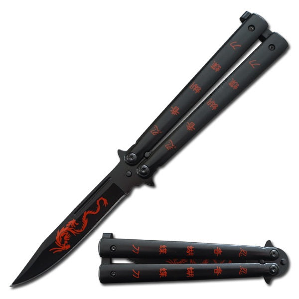 Red Dragon Balisong Butterfly Knife - TOPHATTER'S ARMORY DEALS Collectible Weapons - Tophatter Daily Deals