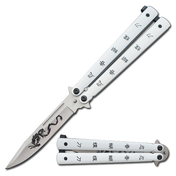 White Dragon Balisong Butterfly Knife - Tophatter's Guns'N'Weapons Store Collectible Weapons - Tophatter Daily Deals