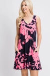 Heimish Full Size Floral V-Neck Tank Dress with Pockets Casual Dresses - Tophatter Daily Deals