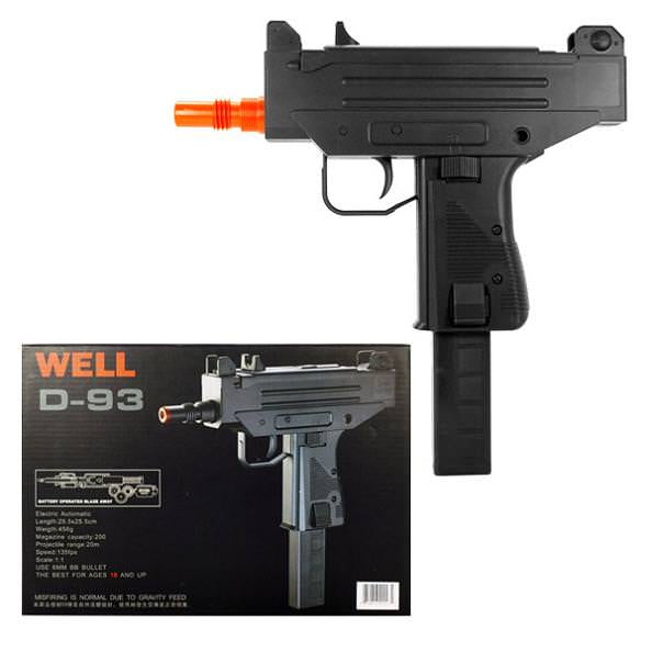 Well D93 Airsoft Uzi Style Auto Electric Pistol Collectible Weapons - Tophatter Daily Deals