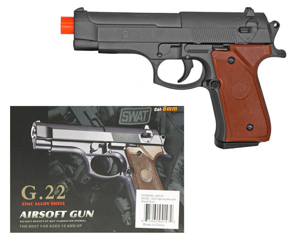 Metal Airsoft Pistol Fux Wood Grips 230 FPS 6.5 Inches Long - TOPHATTER'S ARMORY DEALS Collectible Weapons - Tophatter Daily Deals